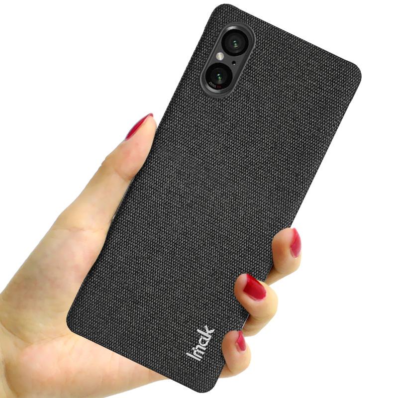 IMAK Ruiyi Series for Sony Xperia 5 V Case Cloth Texture Shell Shockproof PU Leather+PC Cell Phone Cover