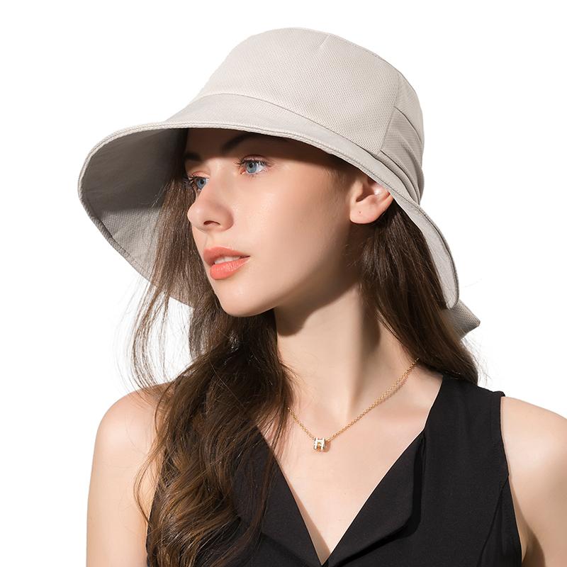 Women's Summer Stylish Bow Bucket Hat - UV Protection Windproof Cord Sun Cap, Breathable Outdoor Sun Hat