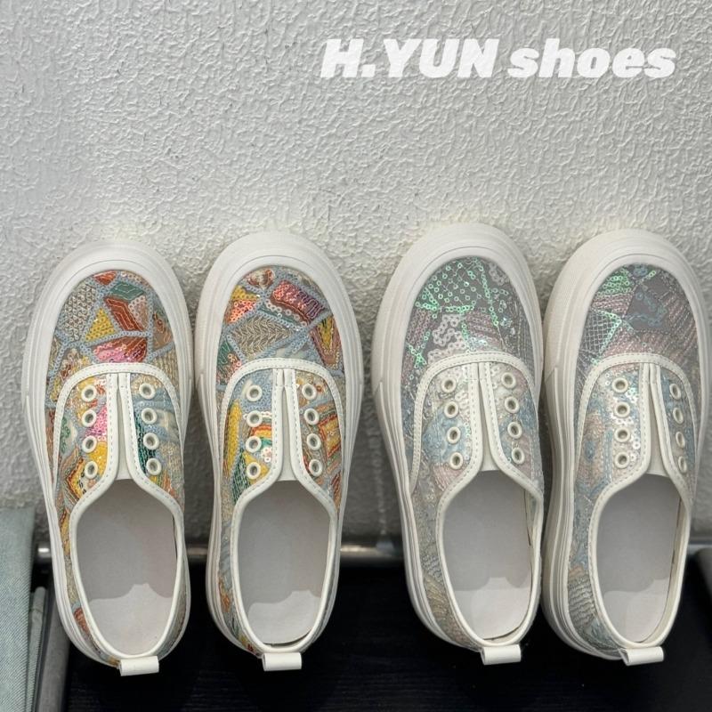 Sequins women's summer breathable mesh mesh shoes new versatile casual soft sole one-pedal lazy shoes