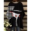 Damen T-Shirt Elegant Schwarz Gestreift Damen Gesichts Grafikdruck Tops Sommer Lässig Rundhals Kurzarm T-Shirts für Damen