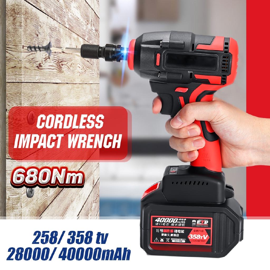 

Электрический гайковерт 40000 мАч Бесщеточный ударный гайковерт 358 тВ 680 Нм Крутящий момент Дрель со светодиодной подсветкой Дрель Электроинструменты Новый 258VF