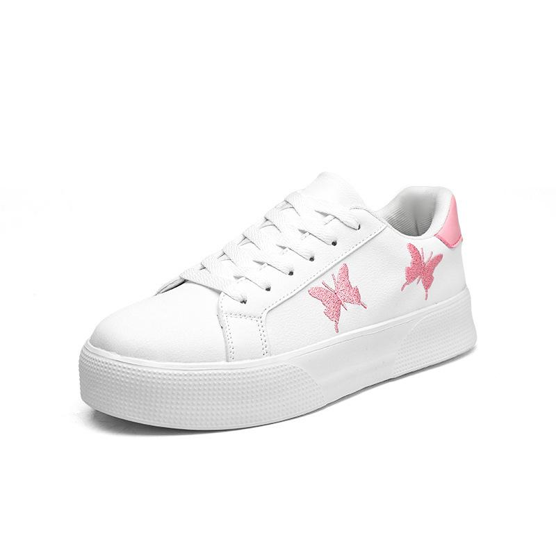 Spring And Autumn Large Size Women'S Shoes Color Matching Flat Bottom Lace-Up Board Shoes Women'S Versatile Casual Sports Shoes Low Top White Shoes