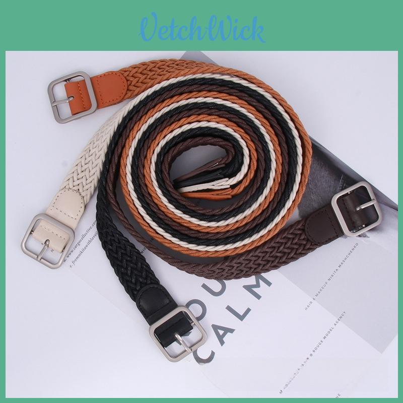 Casual Womens Cotton Linen Woven Belt With Pin Buckle For Daily Wear