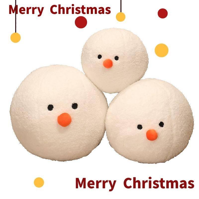 Adorable White Snowman Plush Doll Cushion For Christmas Perfect Holiday Gift For Kids