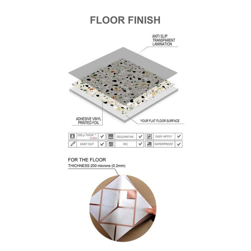 4 buc 30X30cm Autocolant de podea cu aspect de faianță simulat Baie Bucătărie Autocolante de perete impermeabile Decor pentru casă