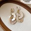 Exaggerated Acrylic Irregular Chain Pendant Earrings For Women Personality Red Large Circle Spliced Earrings