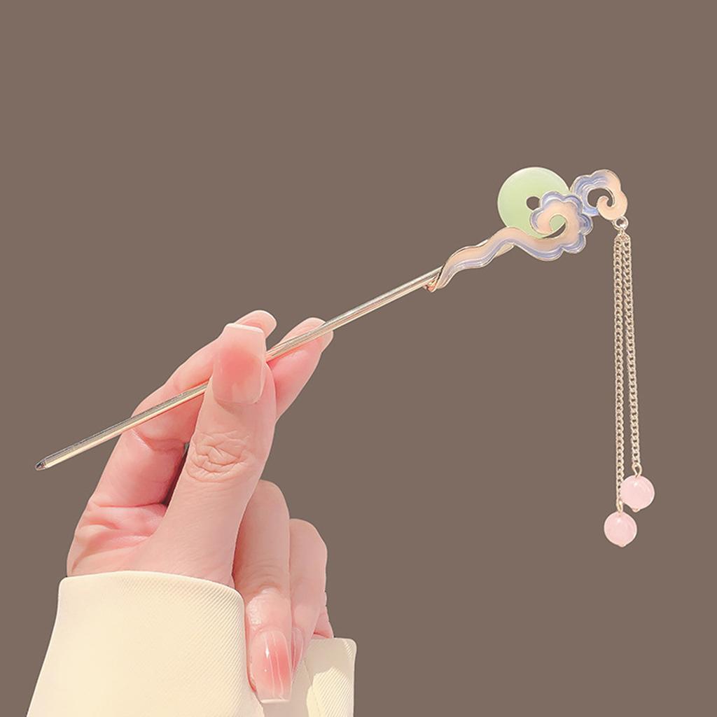 Chinese Style Vintage Hairpin Elegant Flower Vine Jade Stone Hair Stick Hanfu Cheongsam Evening Dress Hair Decor Accessories