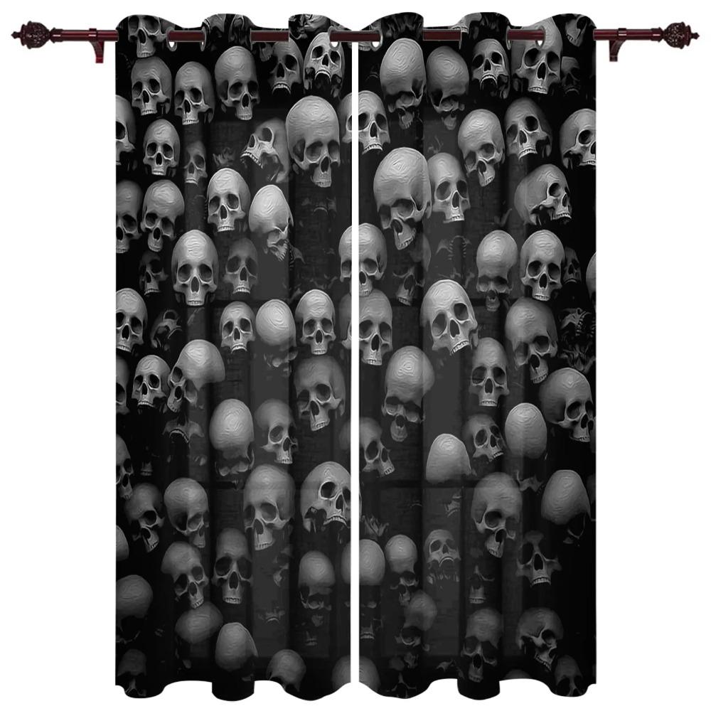 Skull Wall Horror Curtains for Bedroom Living Room Drapes Kitchen Children's Room Window Curtain Modern Home Decor