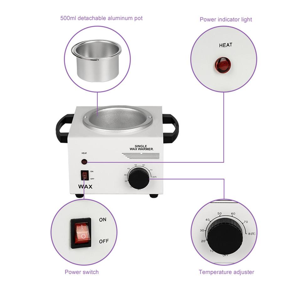 Adjustable Temperature Single Pot Depilatory Wax Warmer Hair Removal Tool Paraffine Wax Heater For Hand And Feet SPA Epilator