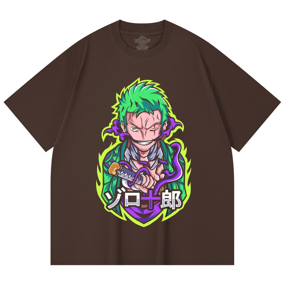 230 Gsm 100% Cotton One Piece V80 Zoro Print Unisex Heavy Cotton T Shirt