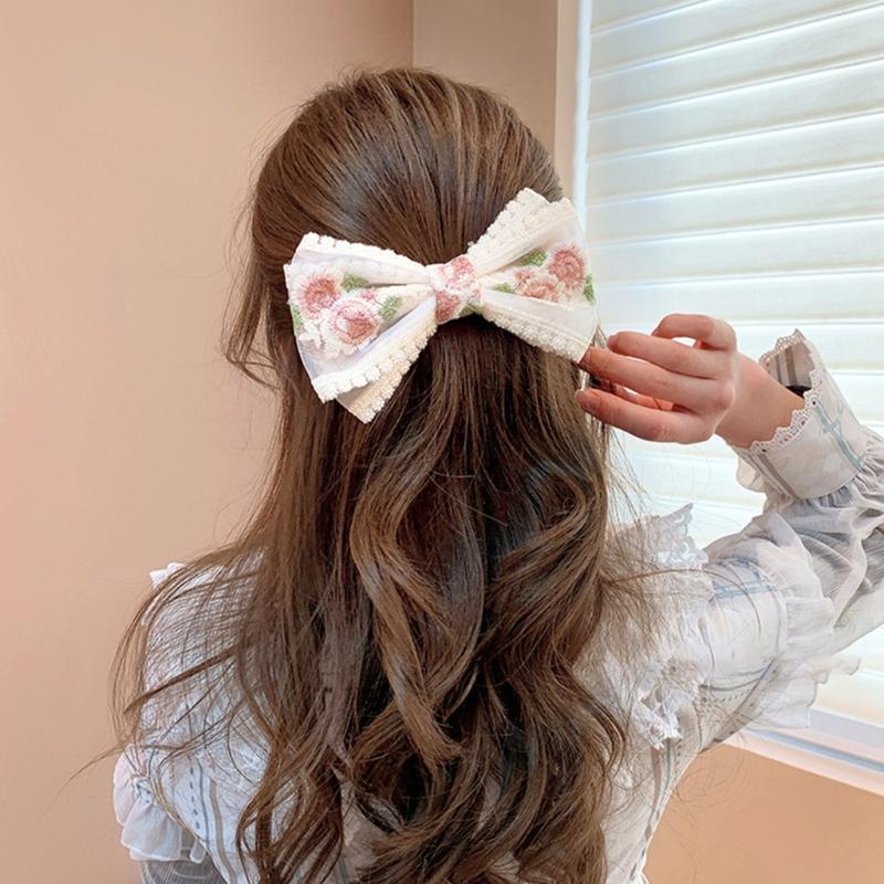Bows Elegant Hair Clip 2000s Style Accessories Sweet Balletcore Hairpin Women