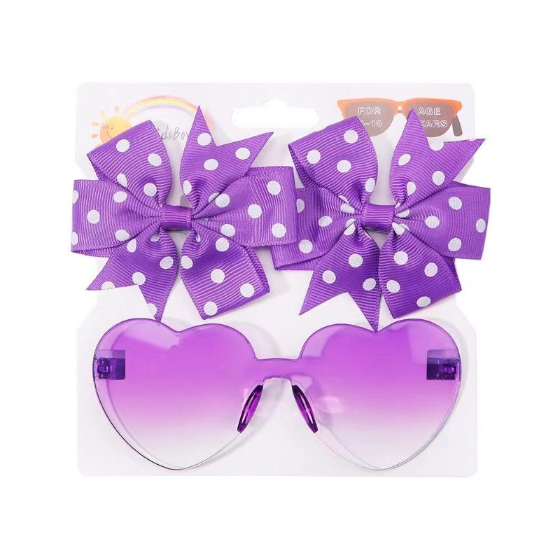 1Set Headwear Glasses Solid Soft Bowknot Head Bands Lace Barrette Retro headbands Sunglasses Band Sets