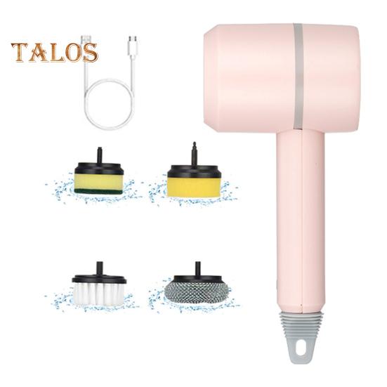 

Электрическая щетка для чистки с высокоскоростным двигателем, вращающаяся на 360 градусов, многофункциональная щетка для чистки поверхностей с 4 сменными головками розовый
