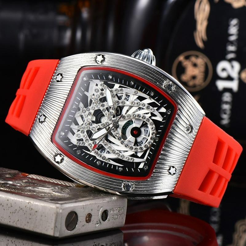 Business fashion transparent alloy watch case European and American pointer quartz watch