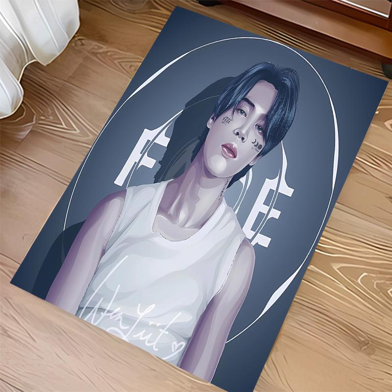 1pc Jin singer2 Print Area Rug - Soft, Washable Non-Slip Indoor Mat for Office Chairs, Living Room, Home Office Decorative Rug