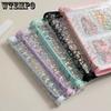 WTEMPO Laser Stars Printed A5 6-hole Simple Transparent Sparkling PVC Zipper Bag with Loose-leaf Clip Photo Album Colletion Card Holder
