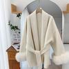 2025 Women's Short Fox Fur Wool Coat - Double-Sided Bathrobe Style