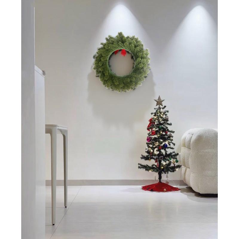 Holiday Pine Needle Wreath: Festive Door Hanging for Christmas & Halloween
