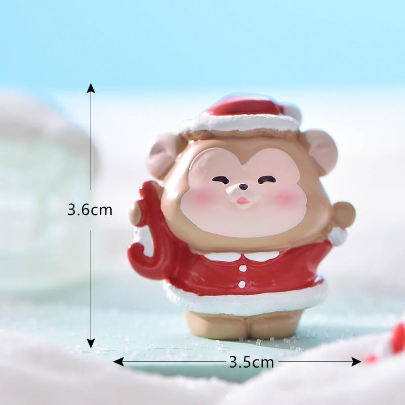

Рождественские фигурки животных из смолы ручной работы для креативной снежной декоративной сцены Cute Monkey