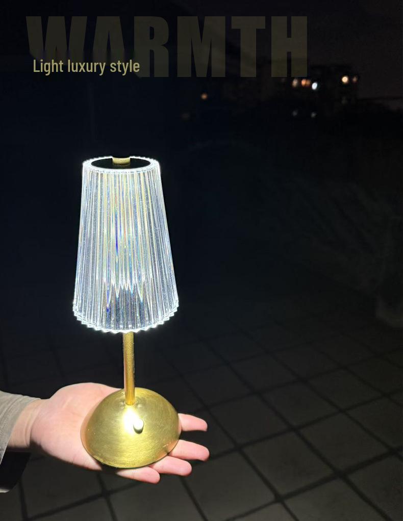 Lampă de Noptieră Elegantă cu Dimmer Tactil din Cristal