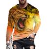 Men's T-shirt Pattern Lion Pattern Printing Round Neck Brown 3D Printing Outdoor Daily Long Sleeved Printing Clothing Designer