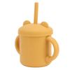 1 Pcs Silicone Sippy Cup Panda Pattern Baby Learning Training Cup Drop Resistant Silicone Sippy Cup with Handles Spout Lid