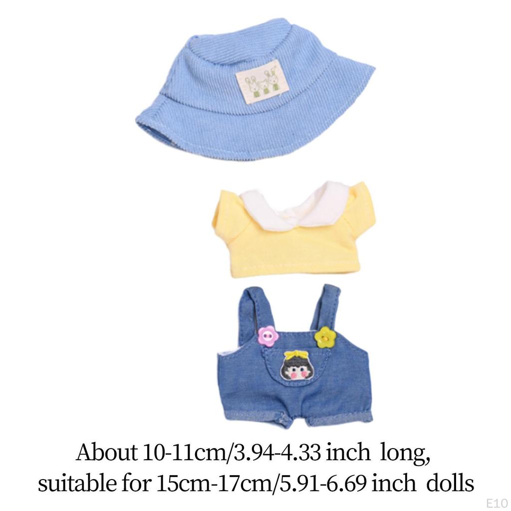 Doll Clothes for 15cm Plush Dress Up with Hat DIY Fashion Clothing Style A