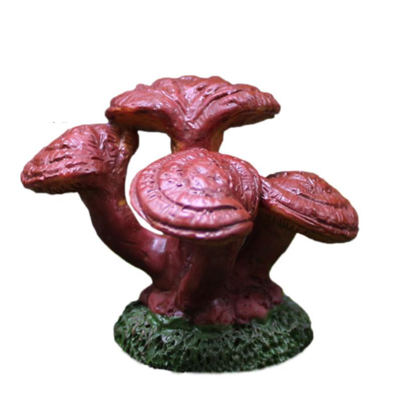 Micro Landscape Mushroom Resin Fungi Model With Faux Plants Decor Gifts Toy
