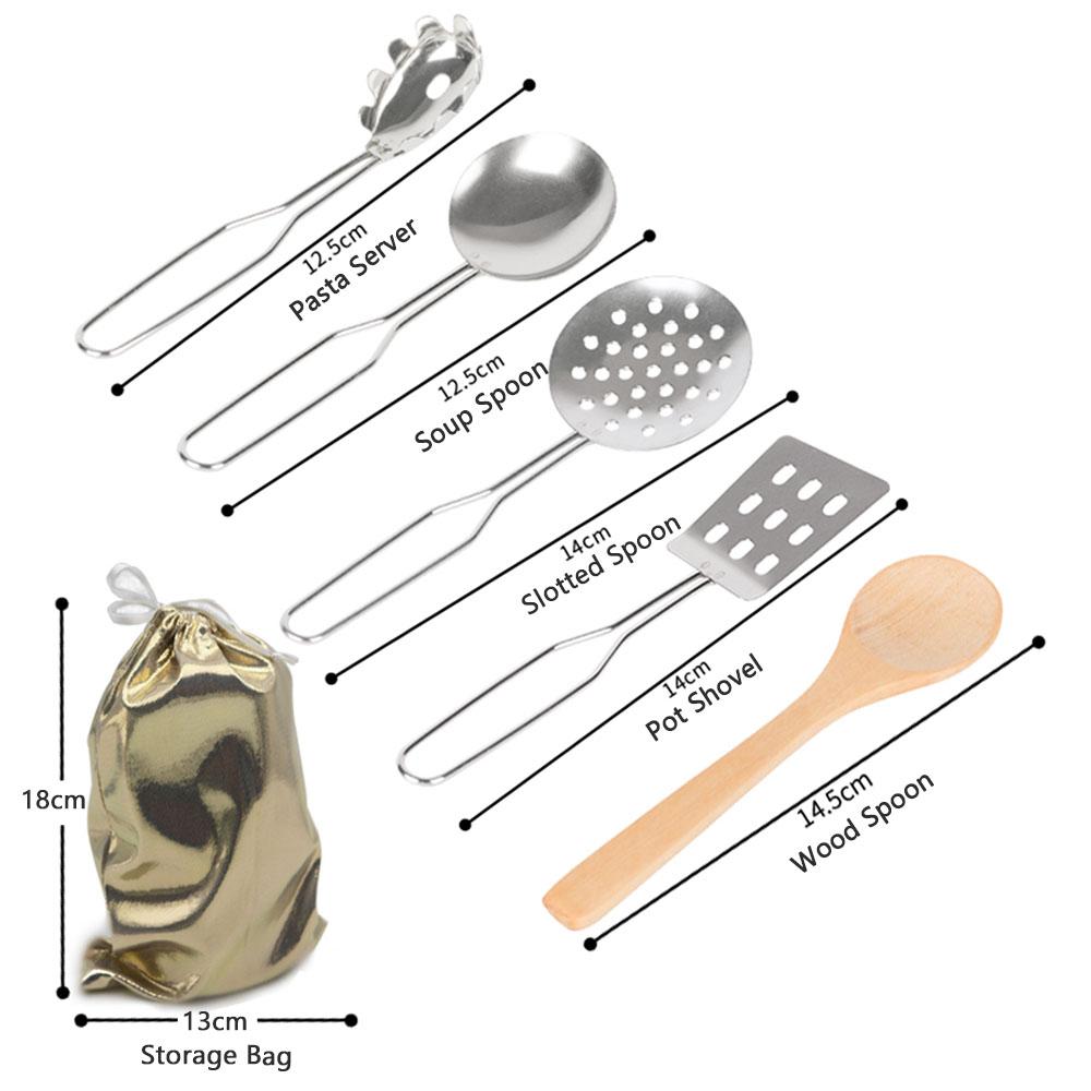 12 PCS Kitchen Set Pretend Play with Storage Bag Simulated Kitchen Toy Stainless Steel Soup Pot Pan
