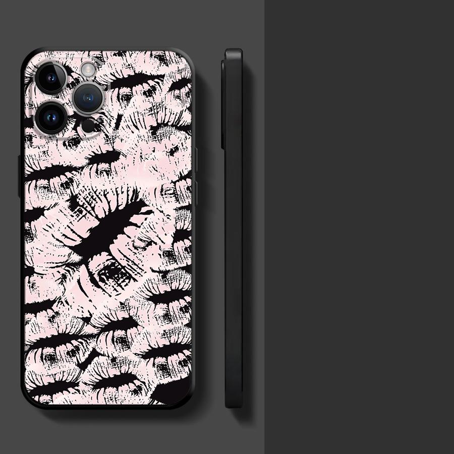 

Phone Case for Apple iPhone 17 Pro Max 17e 12 16 13 14 XR XS MAX 15 Pro 7 8 11 Air Funda Phone Cover Lip KISS iPhone 16