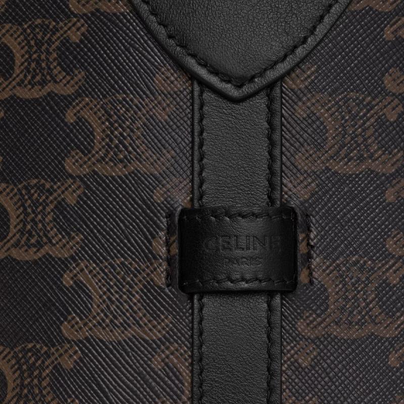 Celine Triomphe Logo Print Design Calfskin Shoulder Bag Women Shoulder Bag Black 122332GUK