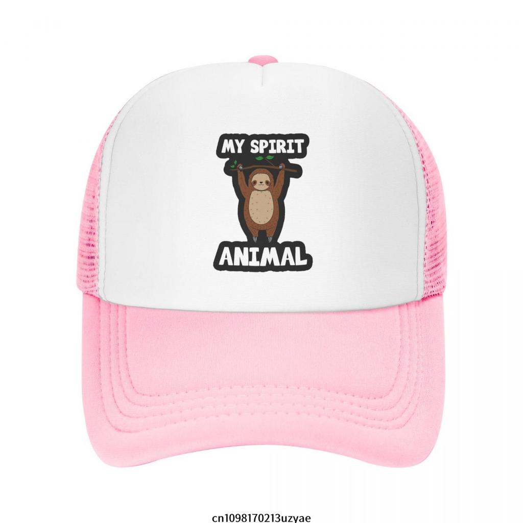 Sloth Spirit Animal Trucker Hat Polyester Mesh Back Adjustable Cap for Outdoor Casual Wear