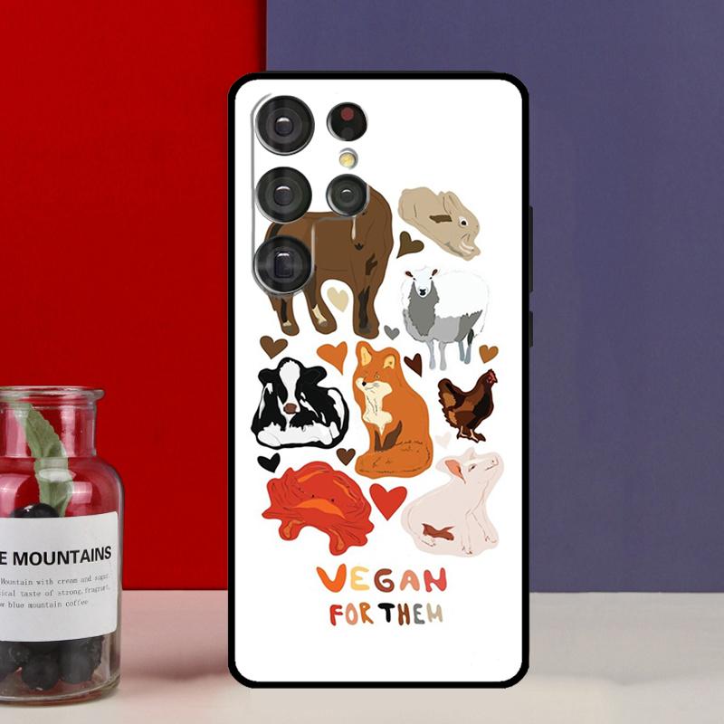Vegan Pattern Funda Case For Samsung Galaxy S25 Ultra S9 S10 S20 S21 S22 Plus S23 Ultra S24 FE Phone Cover