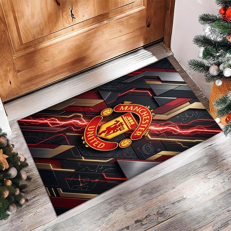 Tappeto in Flanella Stampato Manchester United Antiscivolo Morbido Poliestere Tappeto per Pavimento Tappetino Decorativo per Interni per Camera da Letto Soggiorno Divano