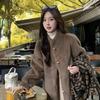 2025 Women's Thickened Faux Shearling Coat with Mink Fur Stand Collar