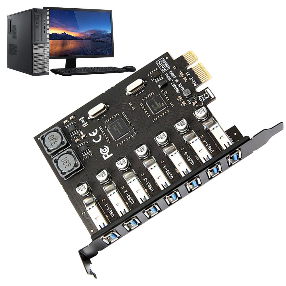 7 Ports USB 3.0 PCI-E Expansion Card Adapter 5Gbps PCI Express Connector USB 3.0 Front Controller Adapter Card for Desktop