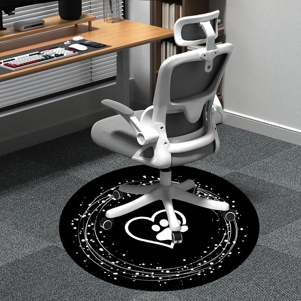 1PC PawPrint Heart Office Round Area Rug,  Mat Suitable ForOffice, Under Office Chairs Bedroom Living Room Home Decor, Room Deco