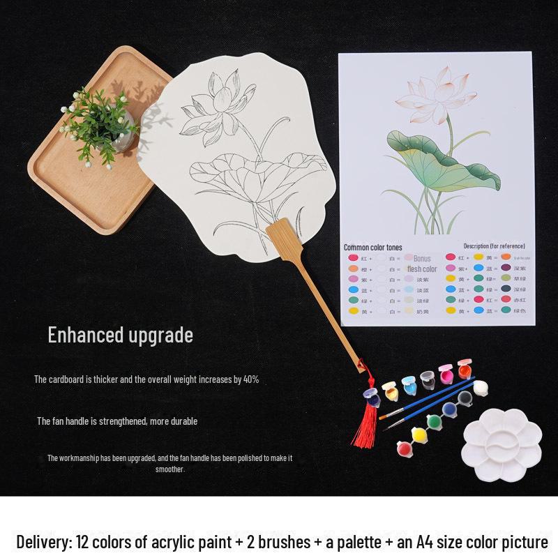 

Круглый веер из утолщенной рисовой бумаги для китайской акварели и каллиграфии: Набор для самостоятельной рисования тушью