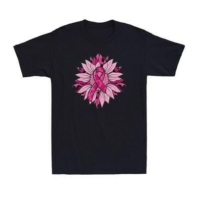 In October We Wear Pink Breast Cancer Awareness Sunflower Pink Ribbon T-Shirt