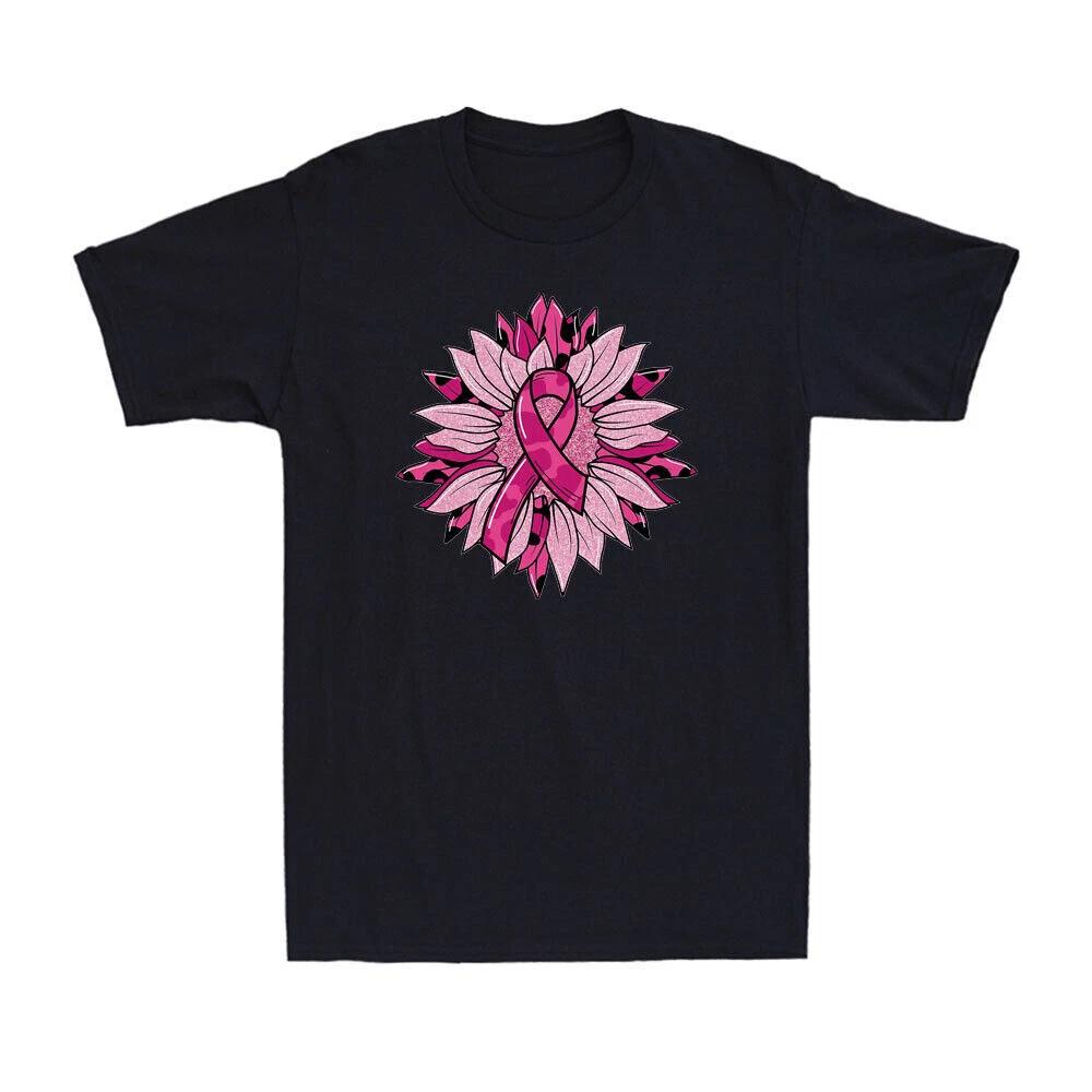 In October We Wear Pink Breast Cancer Awareness Sunflower Pink Ribbon T-Shirt XXL