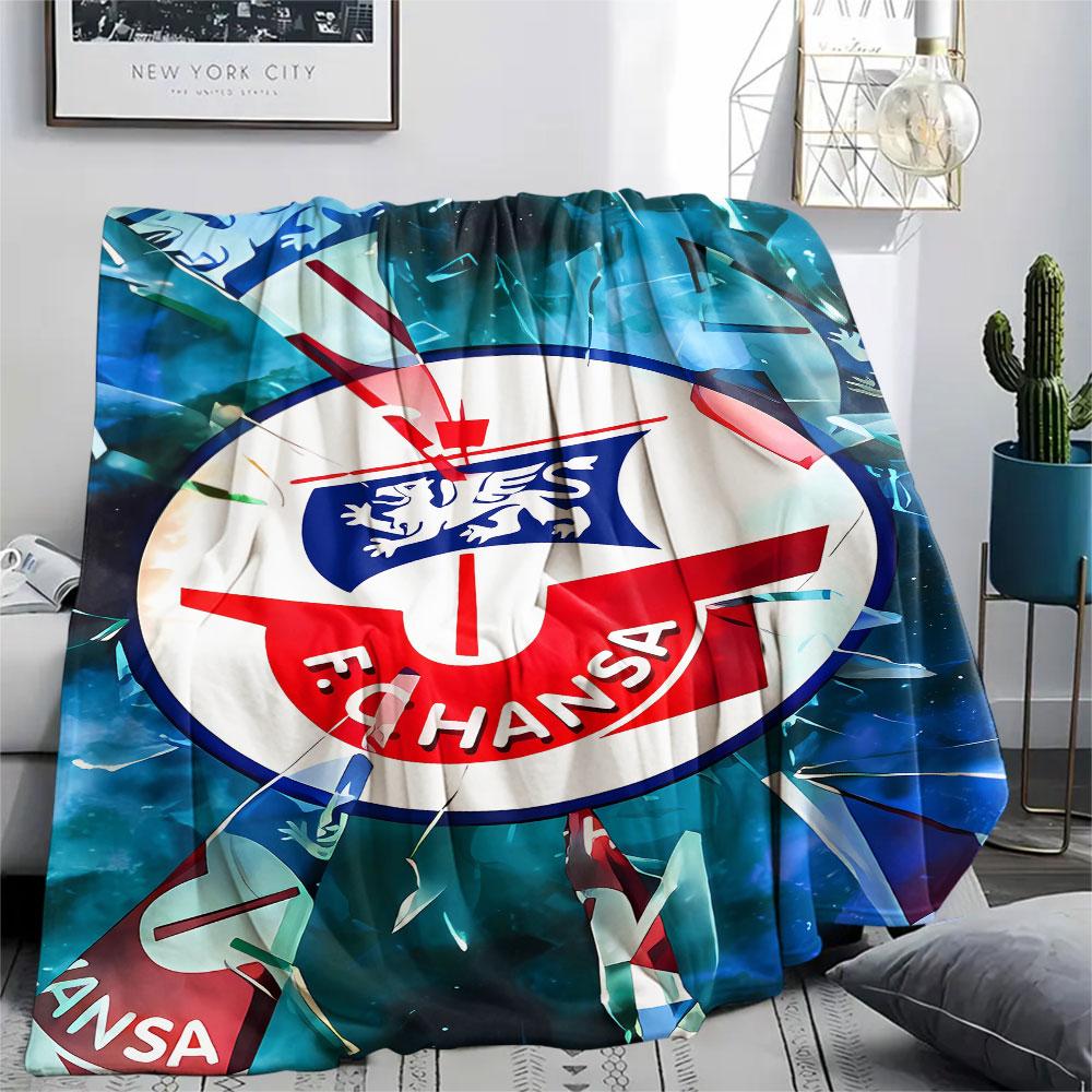 1PC FC Hansa Rostock Patterned Flannel Blanket Suitable For All Seasons for Home Decor Warmth and Comfort Gifts Holiday Present
