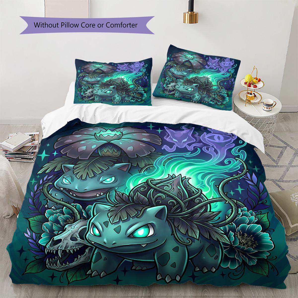 

Bulbasaur Pattern Bedding Quilt Set Quilt Cover Pillowcase Home Decoration Birthday Gift (1 * duvet cover + 2 * pillowcase, without core) 135x200cm