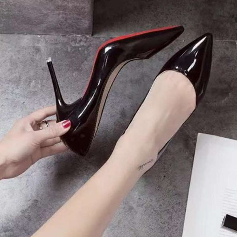 Άνοιξη 2019 10cm nude μυτερές ψηλοτάκουνες stiletto γυναικεία μονά παπούτσια μαύρο μεσαίο τακούνι ανοιχτό στόμα παπούτσια εργασίας κόκκινα παπούτσια γάμου