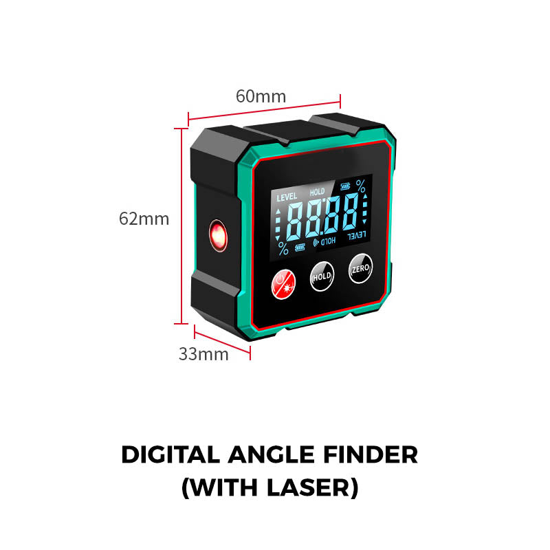Laser Digital Protractor Inclinometer Laser Level Ruler USB Chargable Inclinometer Magnetic Base Goniometer Magnet Angle Finder