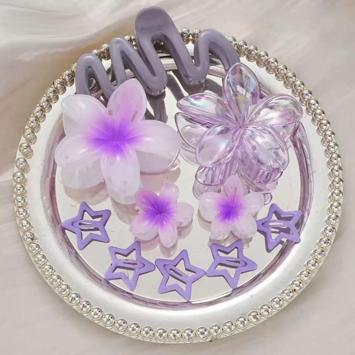 

10 шт. разноцветные полые звезды заколка-клип, франжипани, набор зажимов для волнистых волос, заколка-акула для волос, украшение для волос