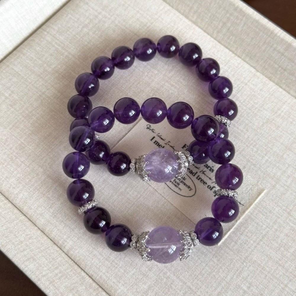 Smooth Beads Bracelet Adjustable Hand Jewelry Elegant Purple Crystal Hand Chain  Gift