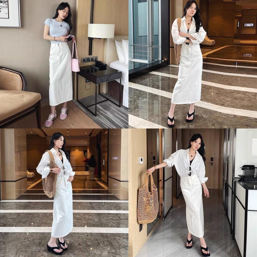 Cotton Blend High Waist Skirt With Zipper For Summer Chic Women