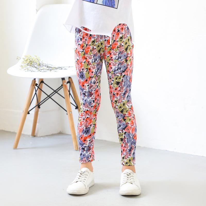 Wish Girls' Leggings Spring and Autumn Thin Children's Elastic Printed Pants Korean Style Medium