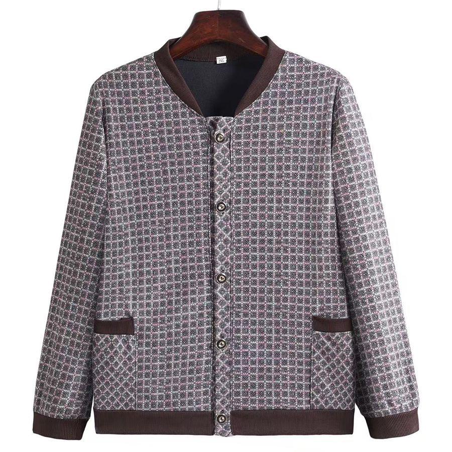 Elegant Floral Plus Size Jacket for Mid-Aged & Elderly Women - Spring/Autumn Casual & Fashionable Baseball Uniform Style