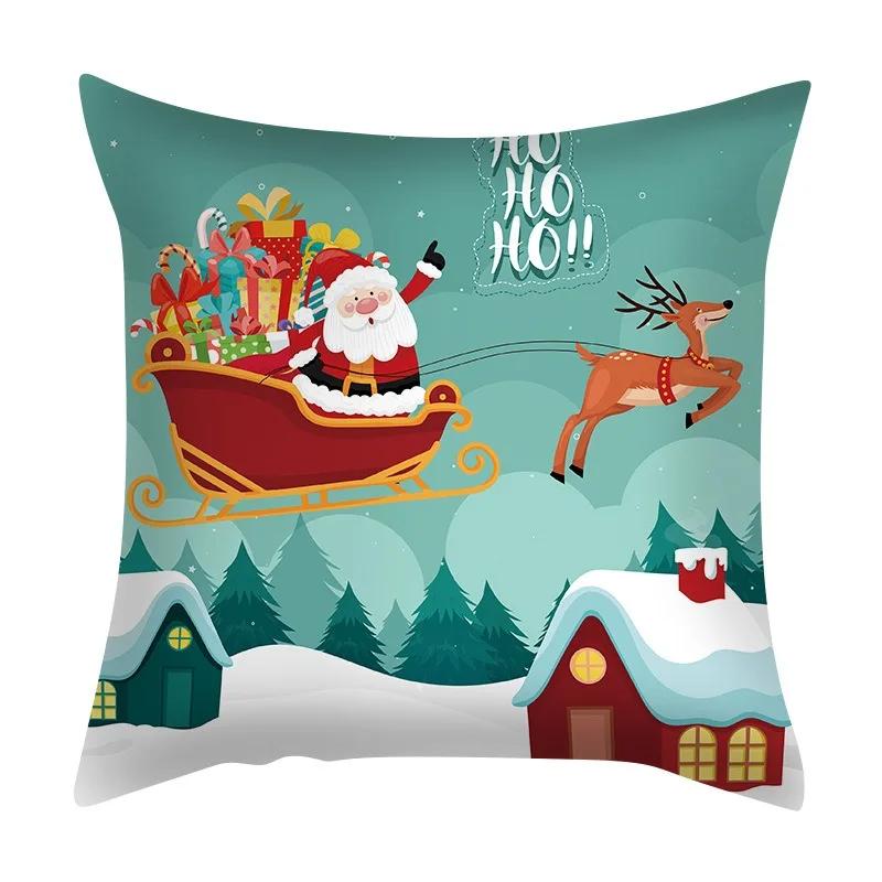 Christmas Set Luxury Home Decor Santa Claus Pattern Fashion Pillow Office Seat Cushion Cover